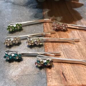 Set of 12 Rhinestone Floral Bobby-pins‎